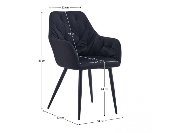 Jedálenské kreslo Verio New - čierna (Velvet) / čierna