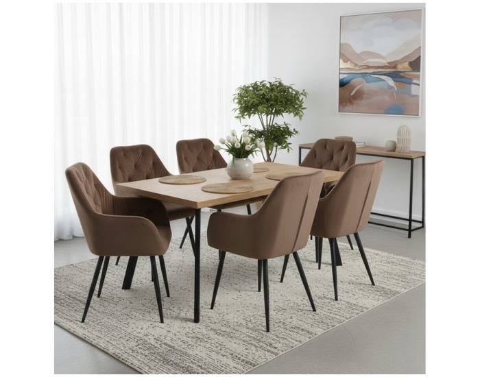 Jedálenské kreslo Verio New - hnedá (Velvet) / čierna