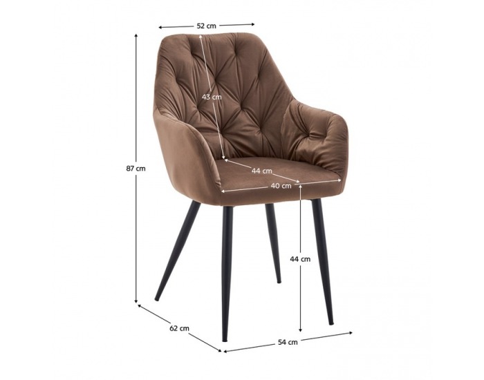 Jedálenské kreslo Verio New - hnedá (Velvet) / čierna