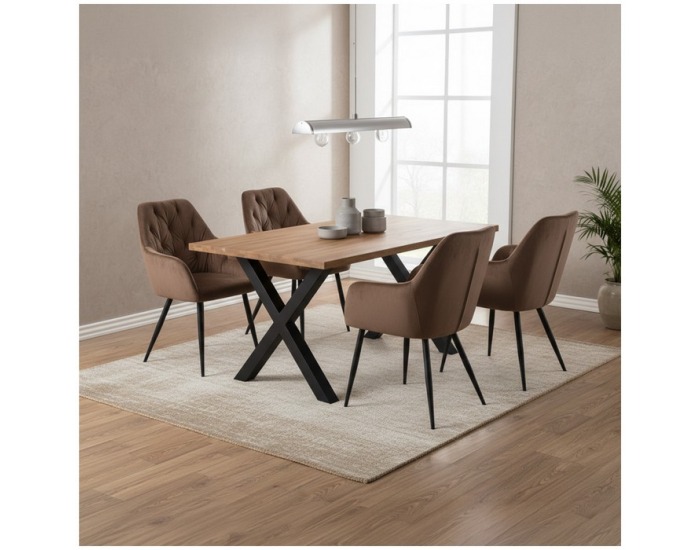 Jedálenské kreslo Verio New - hnedá (Velvet) / čierna