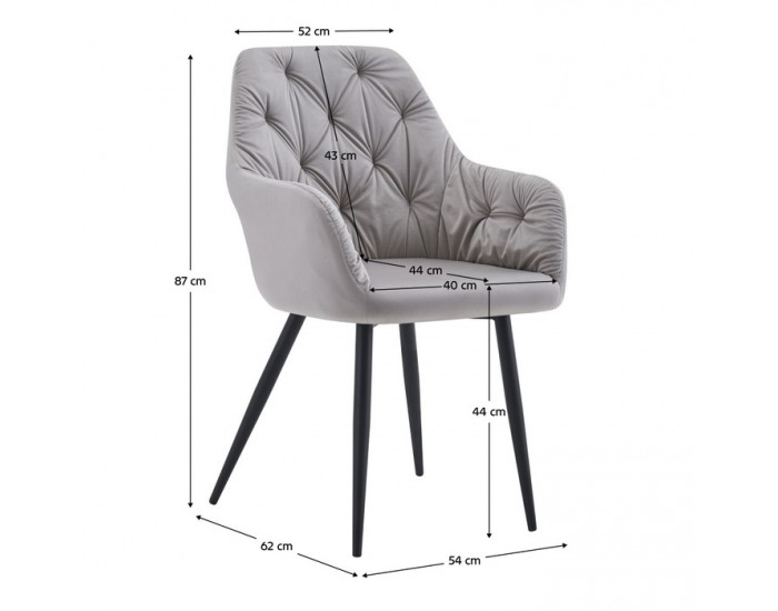 Jedálenské kreslo Verio New - sivá (Velvet) / čierna