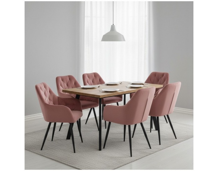 Jedálenské kreslo Verio New - tmavoružová (Velvet) / čierna