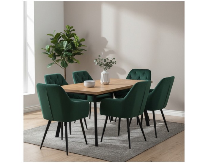 Jedálenské kreslo Verio New - tmavozelená (Velvet) / čierna