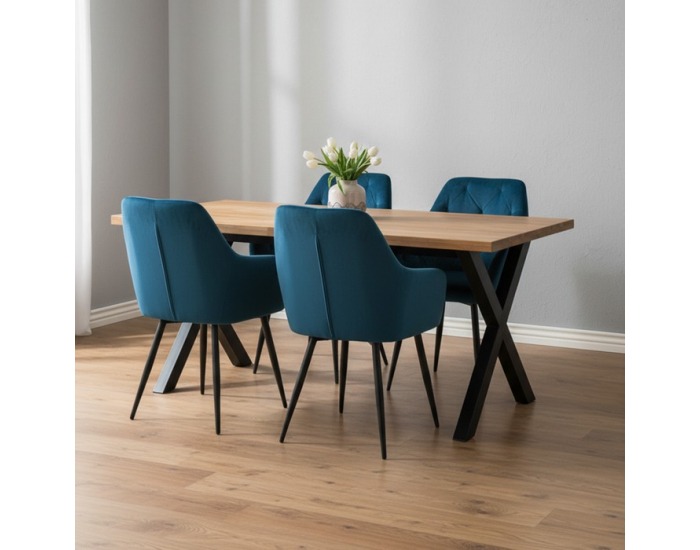 Jedálenské kreslo Verio New - tyrkysová (Velvet) / čierna