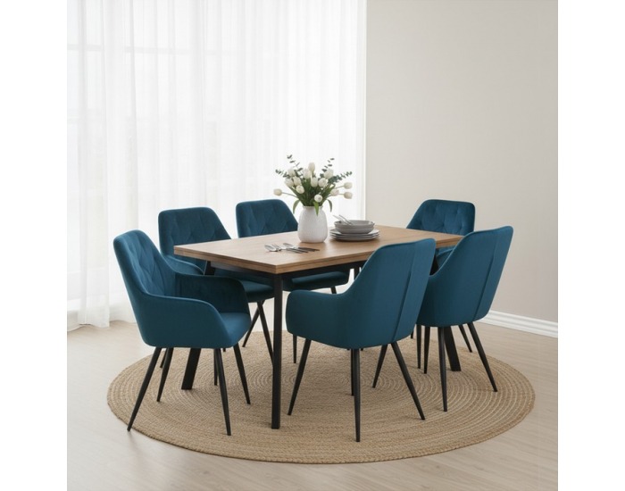 Jedálenské kreslo Verio New - tyrkysová (Velvet) / čierna