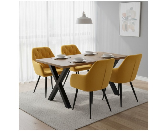 Jedálenské kreslo Verio New - žltá (Velvet) / čierna