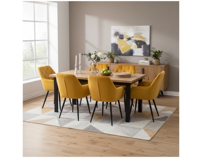 Jedálenské kreslo Verio New - žltá (Velvet) / čierna