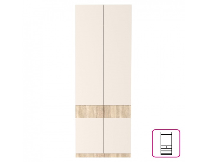 Štvordverová šatníková skriňa Vertio SZF4D2S - dub sonoma / kašmír