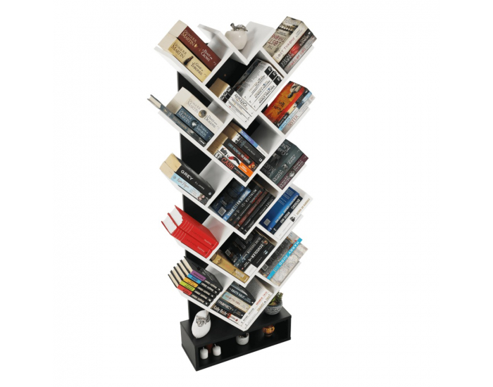 Regál Vevey - biela / čierna