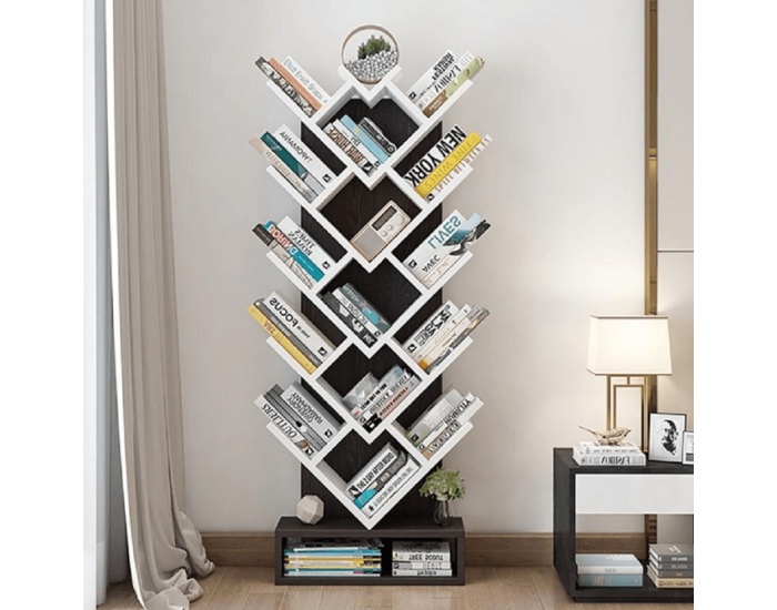 Regál Vevey - biela / čierna