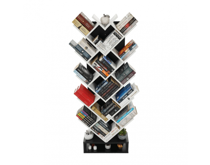 Regál Vevey - biela / čierna