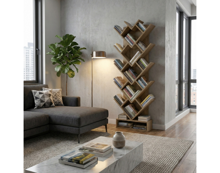 Regál Vevey - hnedosivý dub