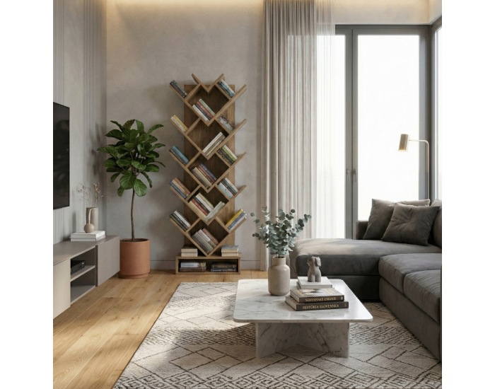 Regál Vevey - hnedosivý dub