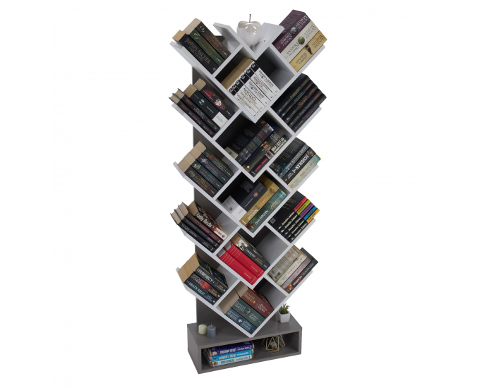 Regál Vevey - sivá / biela