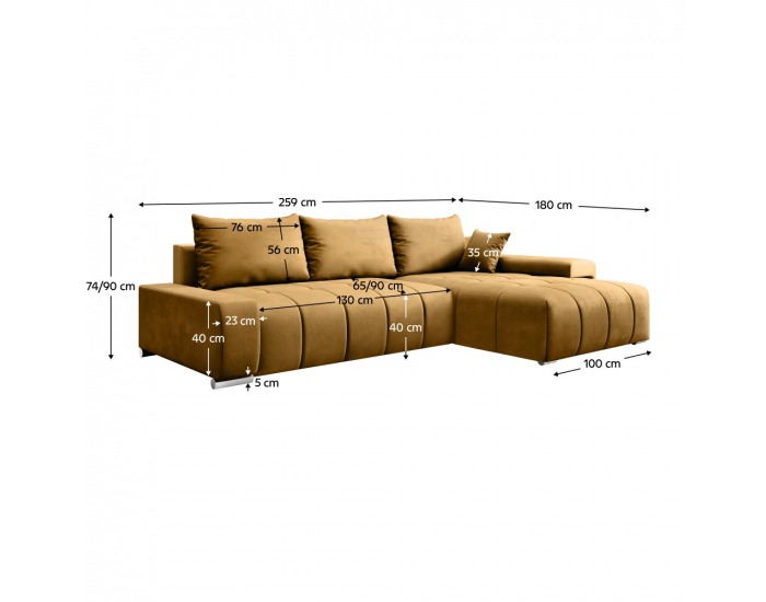 Rohová sedačka s rozkladom Vezan Roh L/P - horčicová