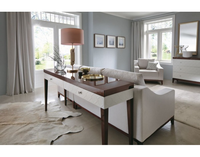 Konzolový stolík Via VI V - biely mat / mahagón vysoký lesk