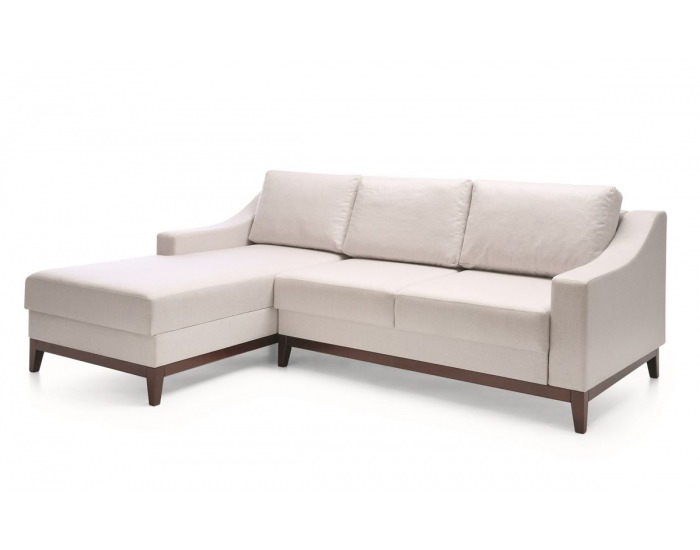 Rohová sedačka s rozkladom a úložným priestorom Via VI L - biela (Linea-A7 08) / mahagón vysoký lesk