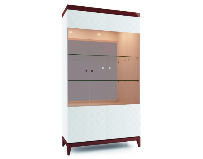 Vitrína Via VI-W2 - biely mat / mahagón vysoký lesk