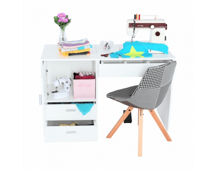 Viacúčelový stôl pre krajčírky Tailor - biela