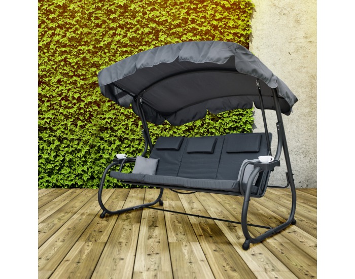 Záhradná hojdačka Victoria - antracit / sivá