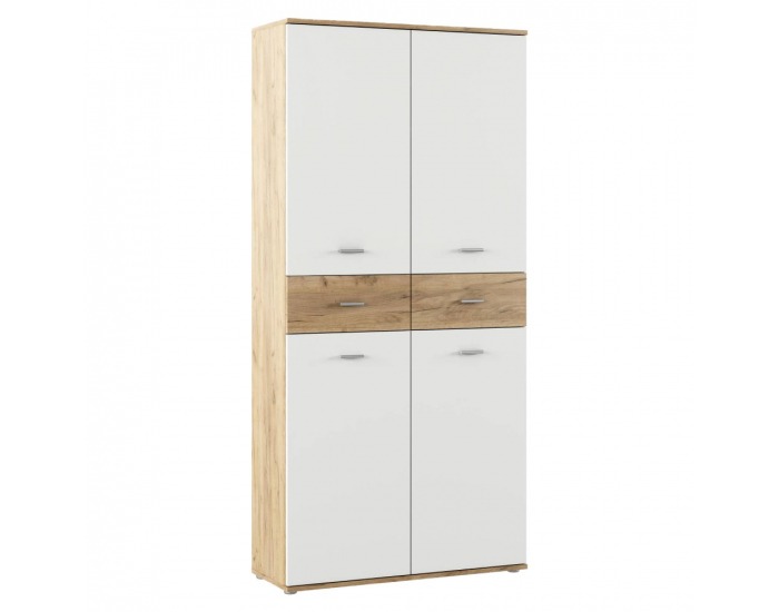 Botníková skriňa / regál Vilot - biela / dub artisan