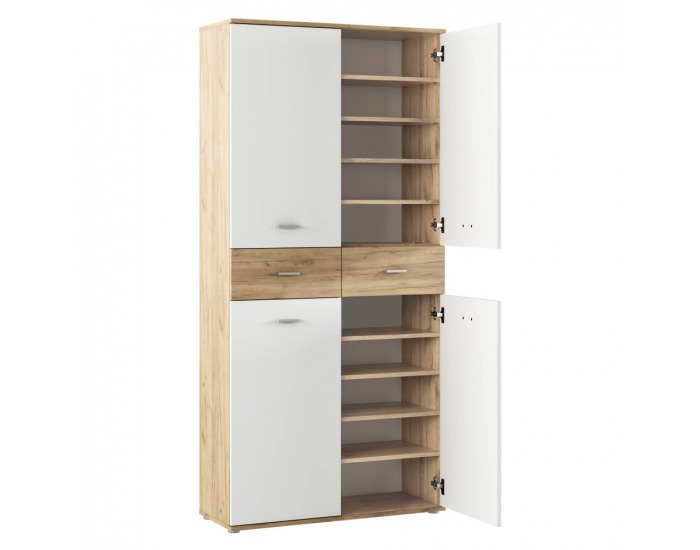 Botníková skriňa / regál Vilot - biela / dub artisan