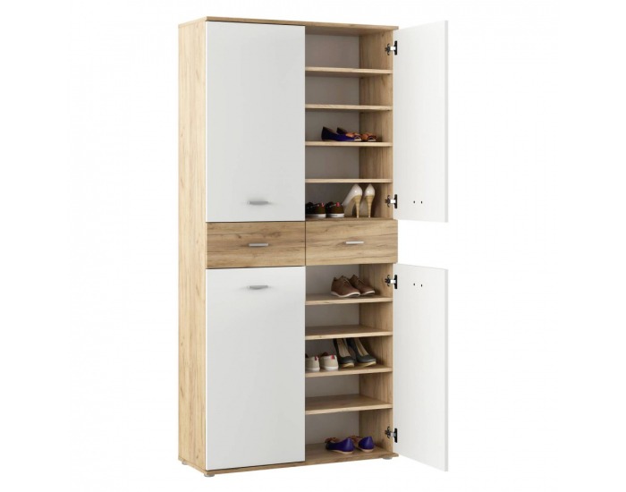 Botníková skriňa / regál Vilot - biela / dub artisan