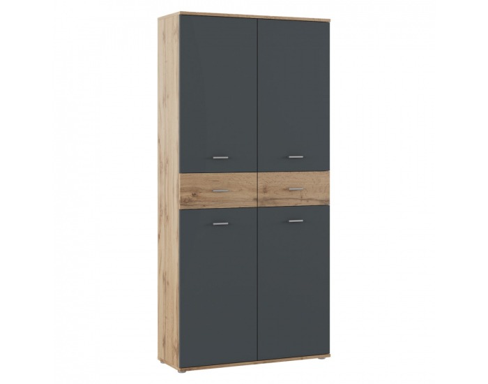 Botníková skriňa / regál Vilot - grafit / dub wotan