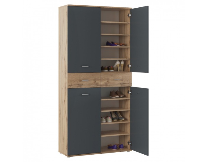 Botníková skriňa / regál Vilot - grafit / dub wotan