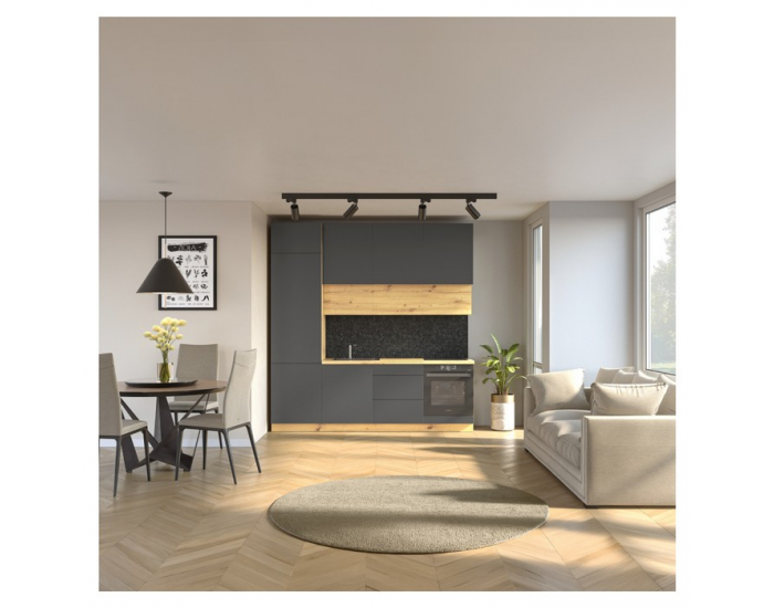 Kuchynská linka Vinetu 240 - sivá / dub artisan