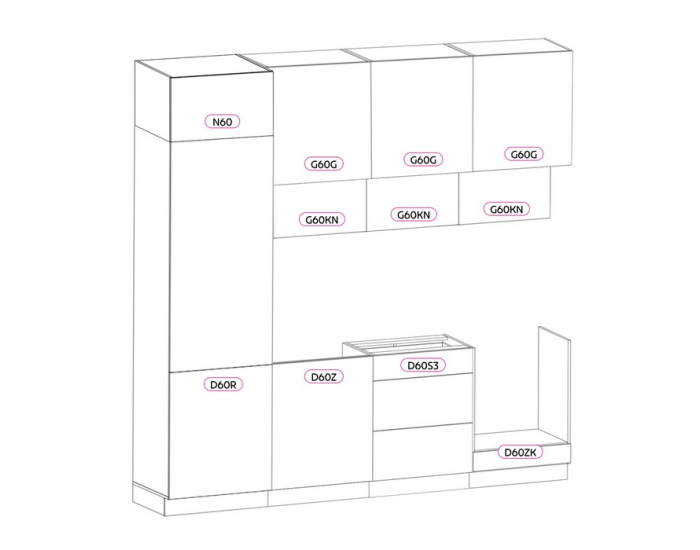 Kuchynská linka Vinetu 240 - sivá / dub artisan