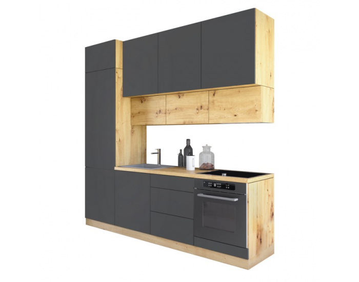 Kuchynská linka Vinetu 240 - sivá / dub artisan