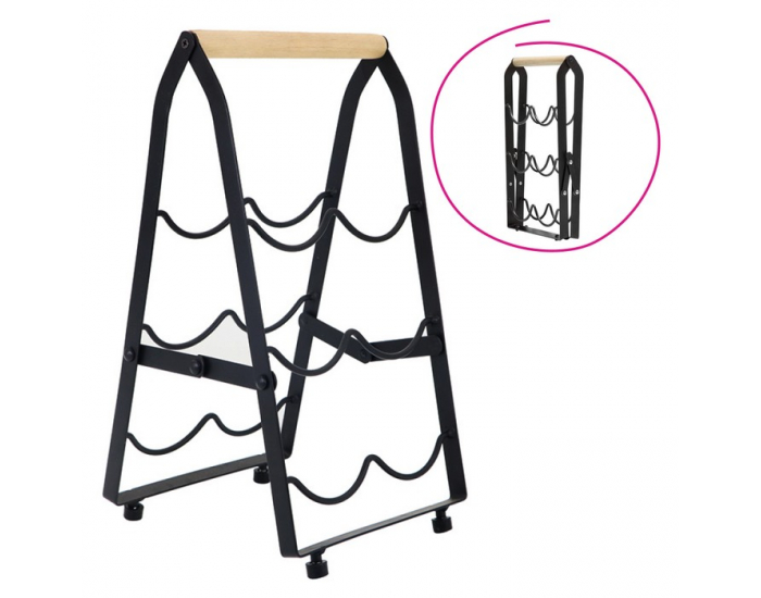 Stojan na víno Vinote - čierna / prírodná