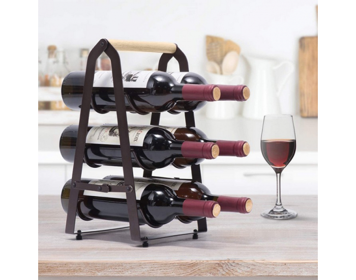 Stojan na víno Vinote - čierna / prírodná