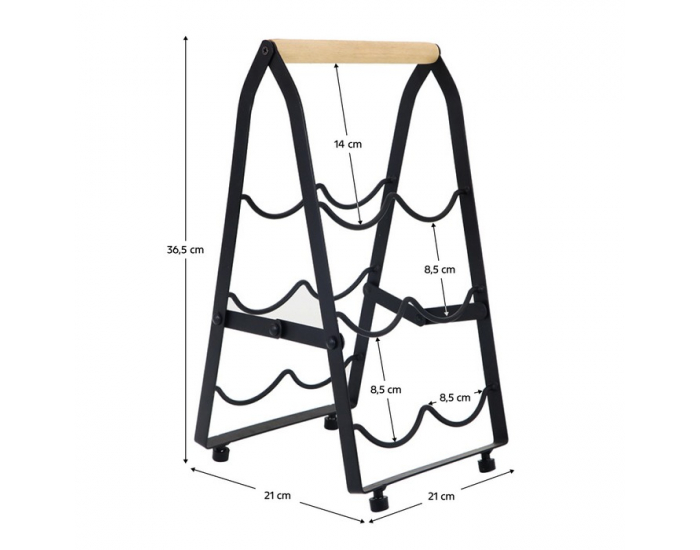 Stojan na víno Vinote - čierna / prírodná
