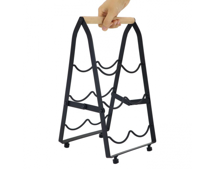 Stojan na víno Vinote - čierna / prírodná