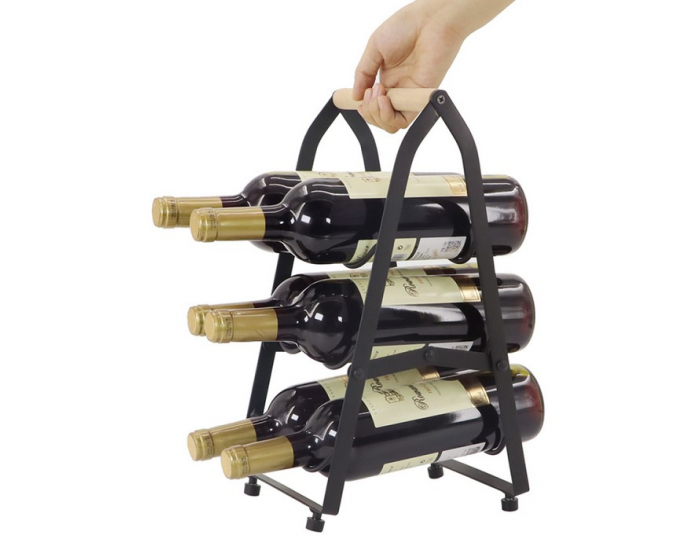 Stojan na víno Vinote - čierna / prírodná