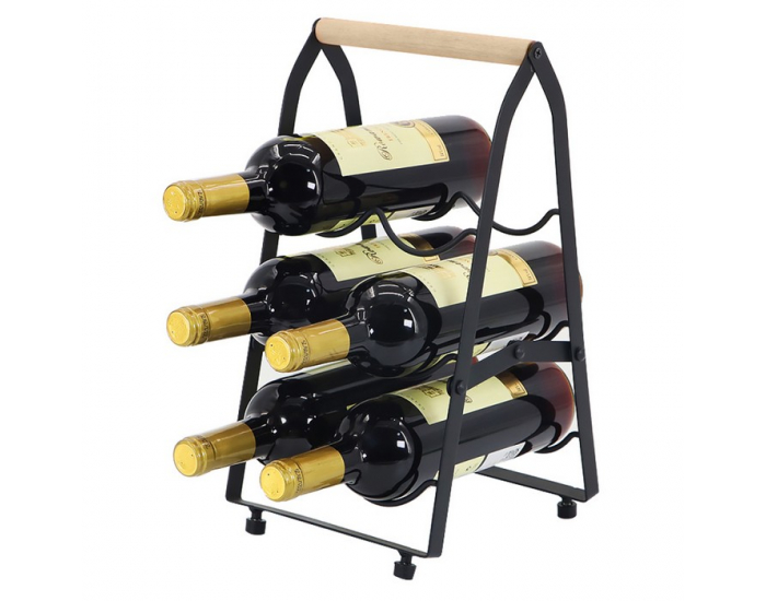 Stojan na víno Vinote - čierna / prírodná