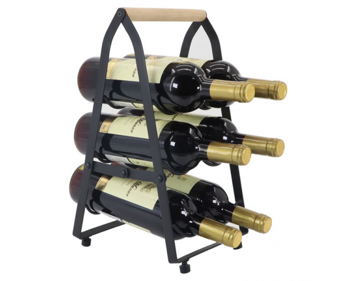 Stojan na víno Vinote - čierna / prírodná