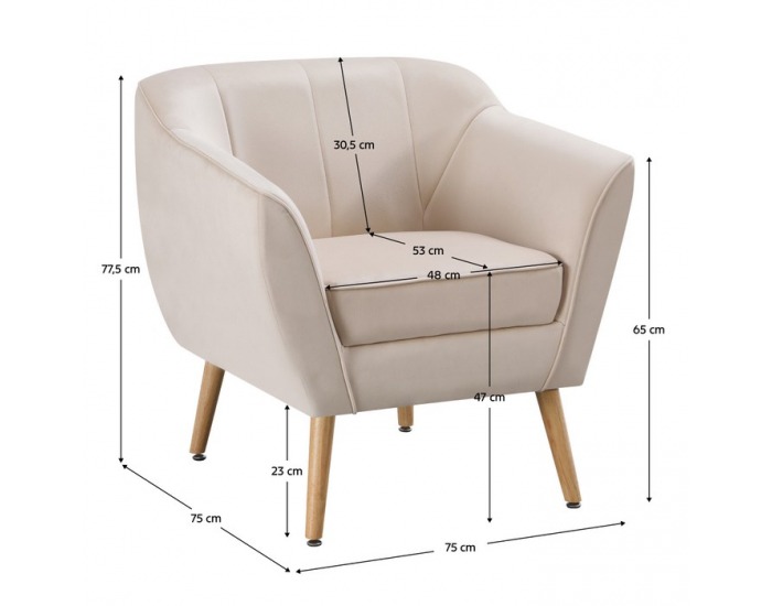 Dizajnové kreslo Vioda - béžová (Velvet) / prírodná