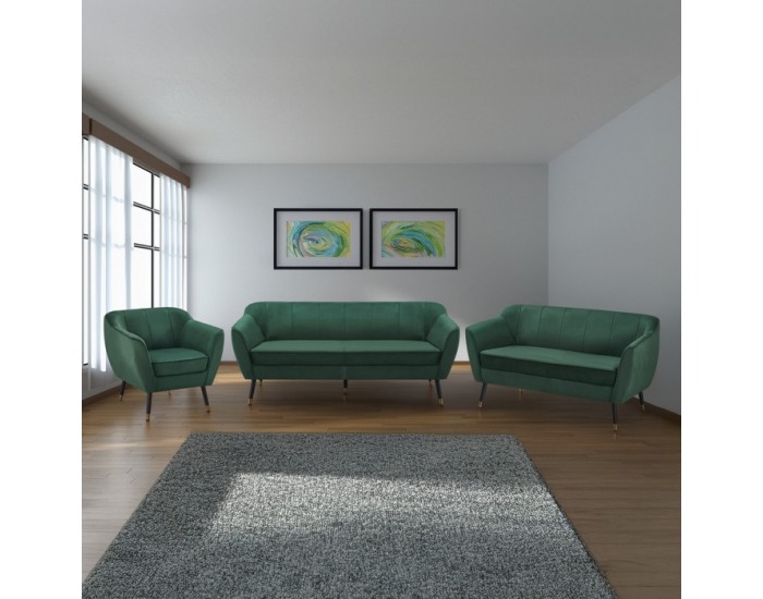 Trojsedačka Vioda - zelená (Velvet) / čierna / zlatá