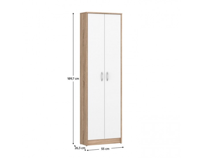 Dvojdverová policová skriňa Vira Mecki New - dub sonoma / biela