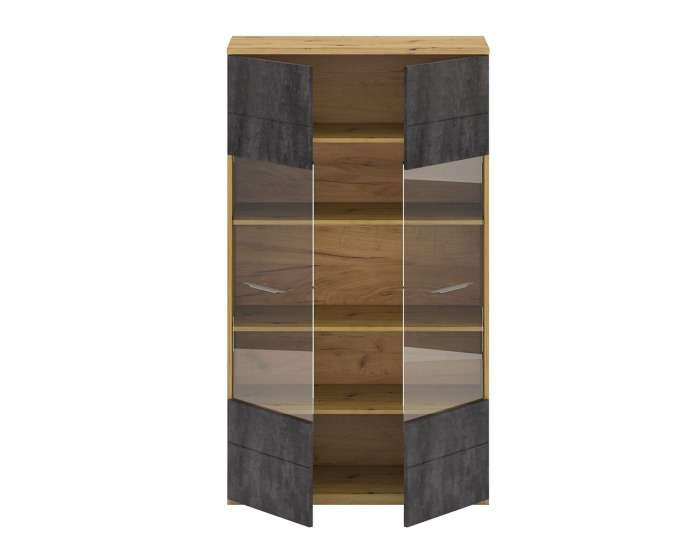 Vitrína Eridan C - dub artisan / sivý betón