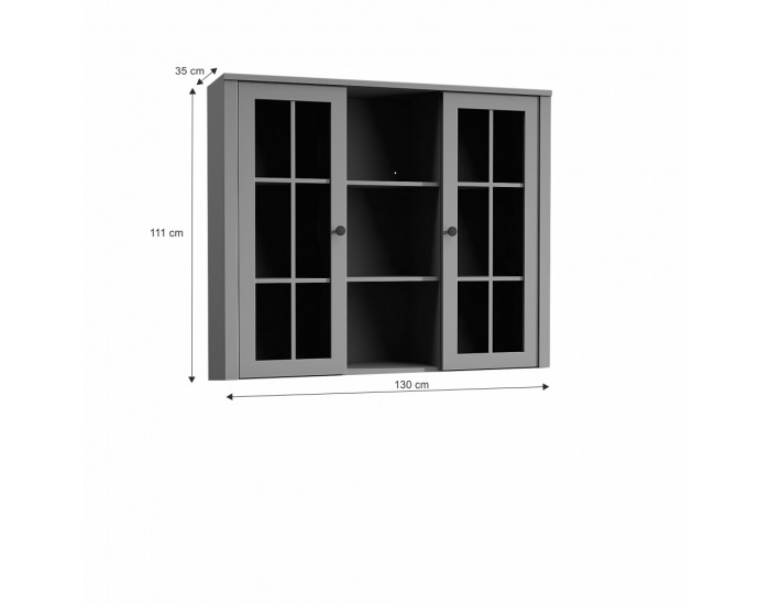 Vitrína (nadstavba) Provance W2D - sivá