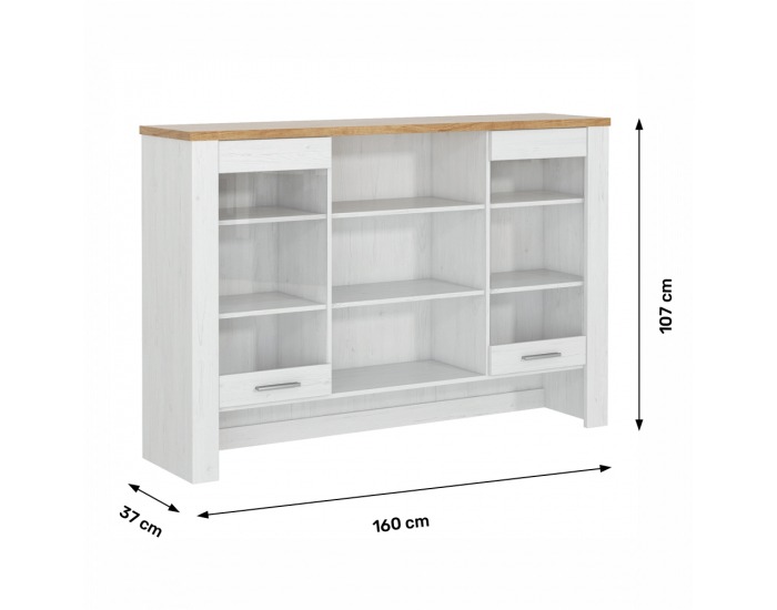 Vitrína (nadstavba) Rene 160 - biela andersen / dub bernstein