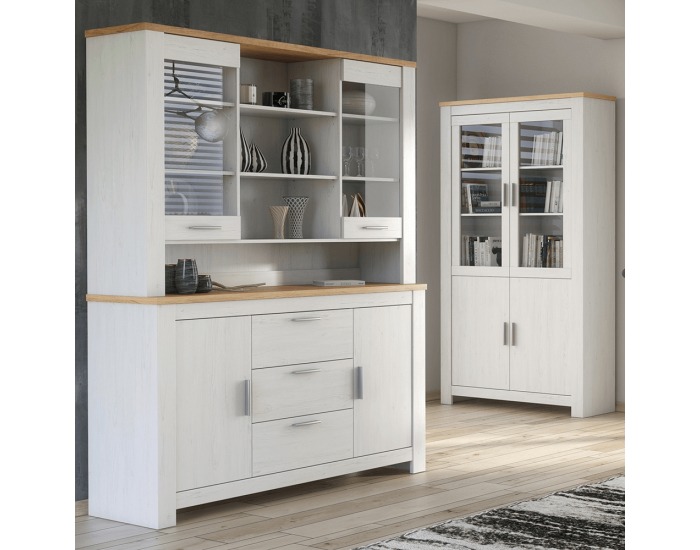 Vitrína (nadstavba) Rene 160 - biela andersen / dub bernstein