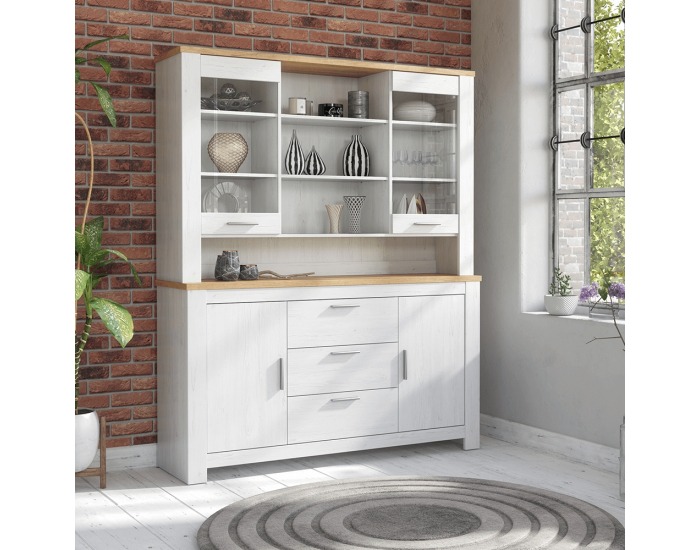 Vitrína (nadstavba) Rene 160 - biela andersen / dub bernstein