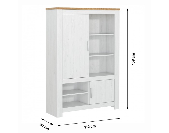 Vitrína Rene 112 - biela andersen / dub bernstein
