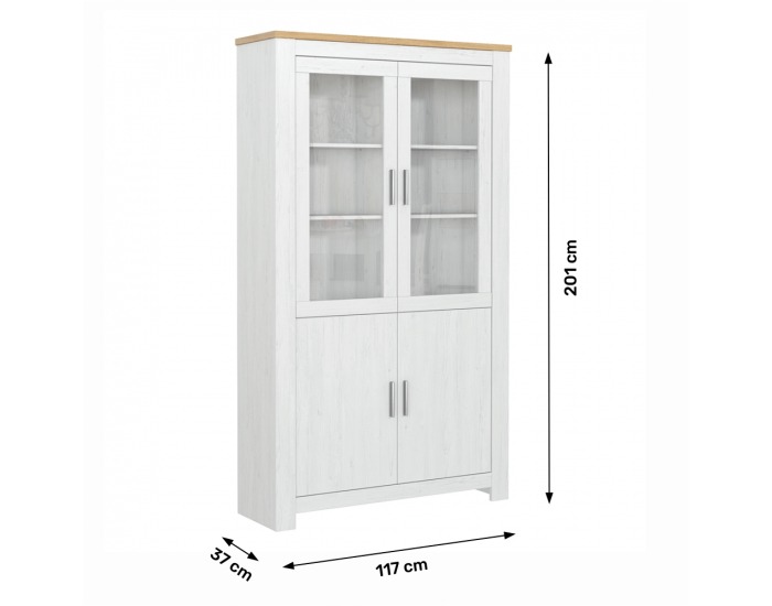 Vitrína s osvetlením Rene 117 - biela andersen / dub bernstein