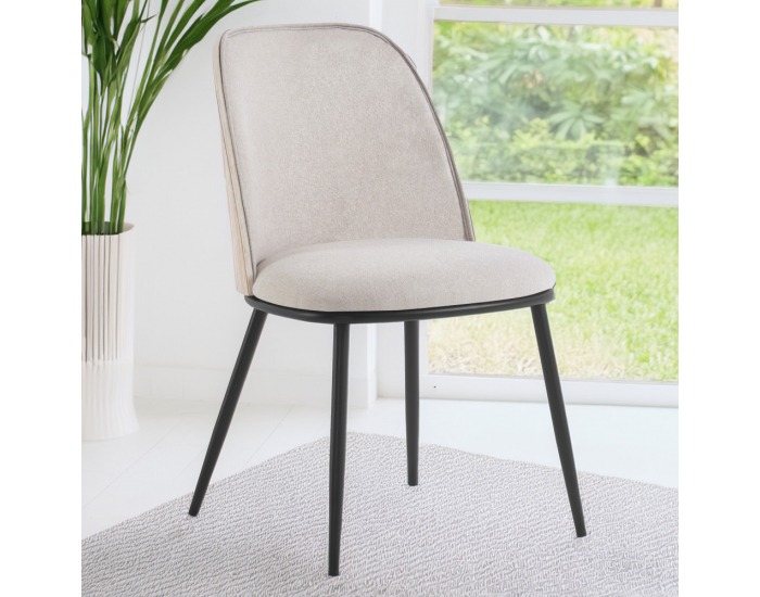 Jedálenská stolička Vudia - béžovohnedá / natural / čierna